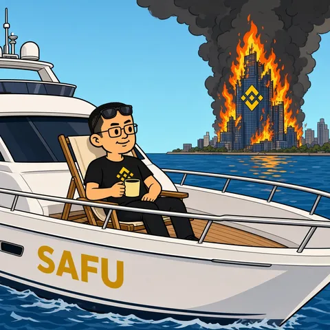 Lounging on the yacht "SAFU" with coffee while a yellow-diamond skyscraper smokes on the distant shore